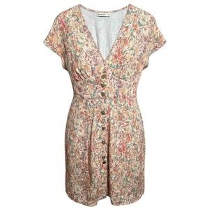 Marine Layer Camila Mini Dress Super-bloom Floral Button Front A Line Pockets XS